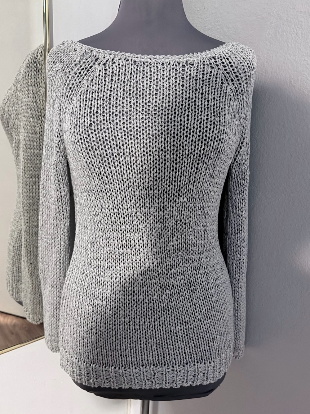 Theory "Nimue" Space Open Knit Tunic Sweater Gray Heavyweight S